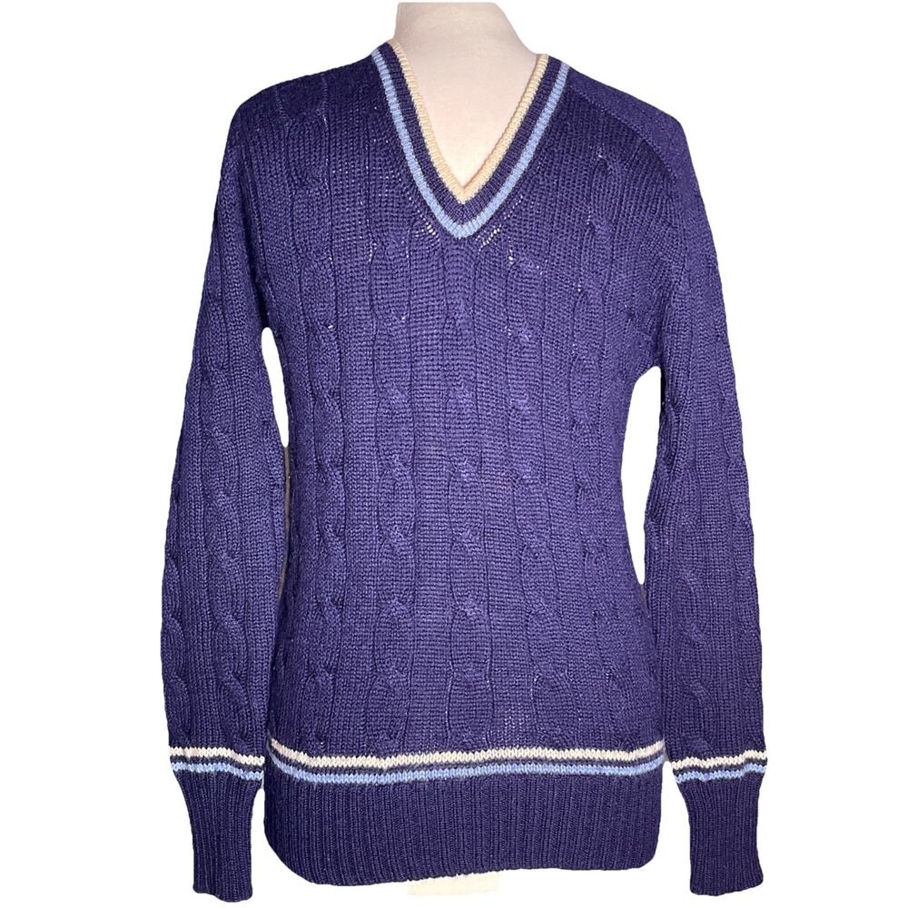 Vintage Clansman Bermuda V-neck Men's Sweater Small 100% Lamb's Wool